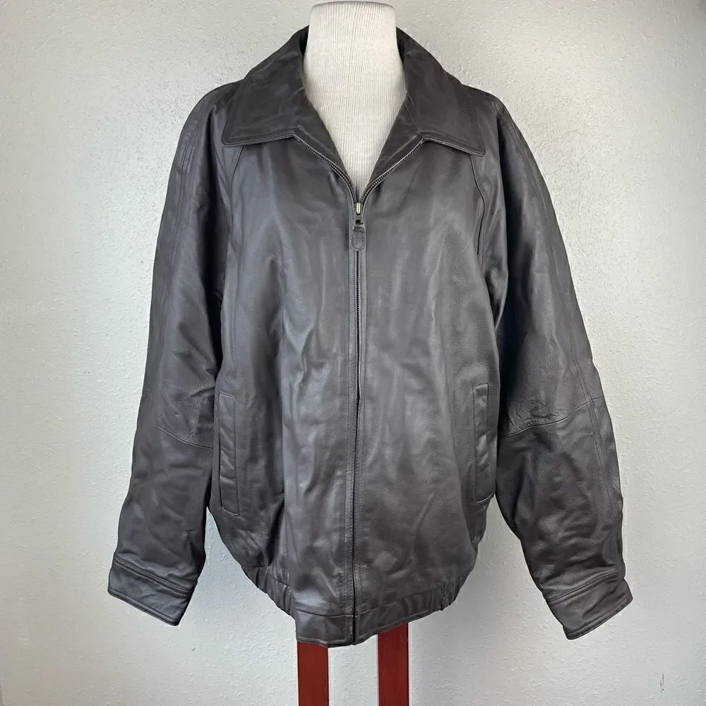 St. John’s Bay Brown Leather Jacket Size XL EUC